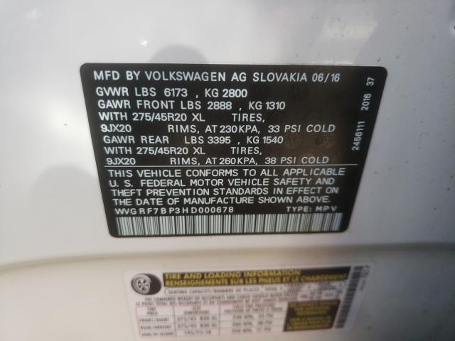 2017 VOLKSWAGEN TOUAREG WO WVGRF7BP3HD000678