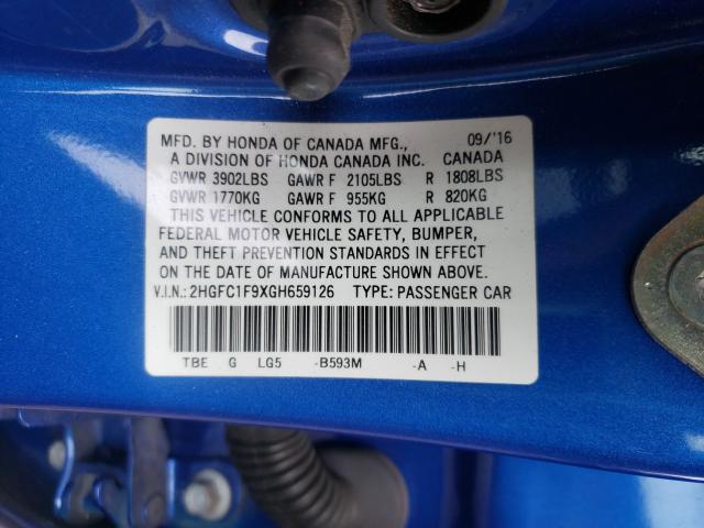2016 HONDA CIVIC TOUR 2HGFC1F9XGH659126