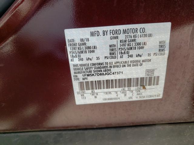 2018 FORD EXPLORER X 1FM5K7D80JGC47371