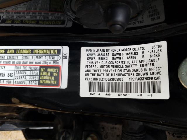 2010 HONDA INSIGHT LX JHMZE2H50AS005983