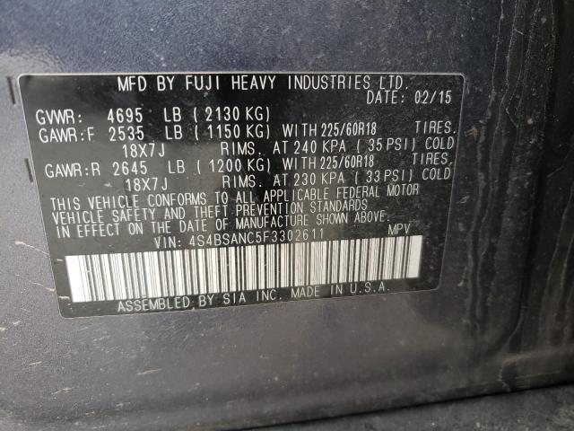 2015 SUBARU OUTBACK 2. 4S4BSANC5F3302611