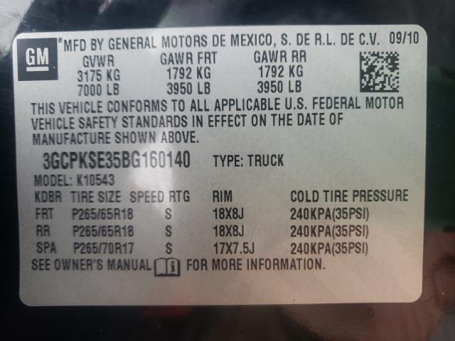 2011 CHEVROLET SILVERADO 3GCPKSE35BG160140