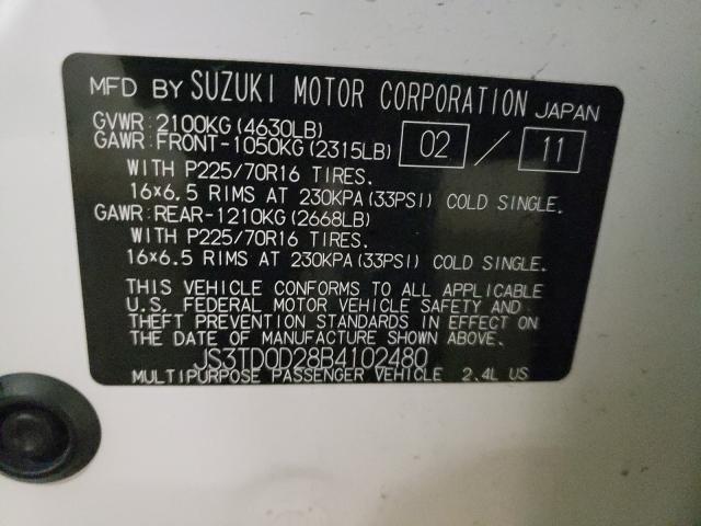 2011 SUZUKI GRAND VITA JS3TD0D28B4102480