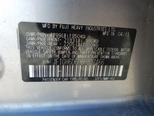 2011 SUBARU IMPREZA OU JF1GH6D60BH827466