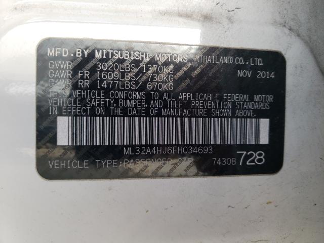 2015 MITSUBISHI MIRAGE ES ML32A4HJ6FH034693