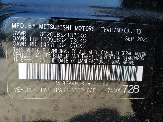 2020 MITSUBISHI MIRAGE SE ML32A4HJ3LH011139