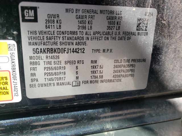 2015 BUICK ENCLAVE 5GAKRBKD0FJ144212