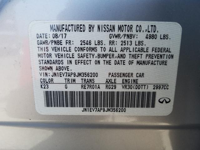 2018 INFINITI Q50 LUXE JN1EV7AP9JM356200