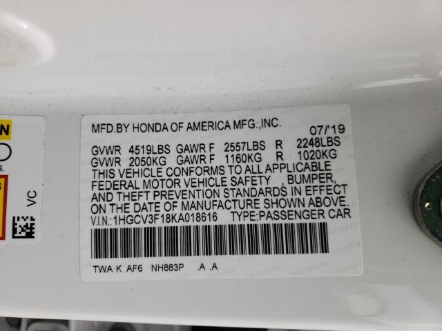 2019 HONDA ACCORD HYB 1HGCV3F18KA018616