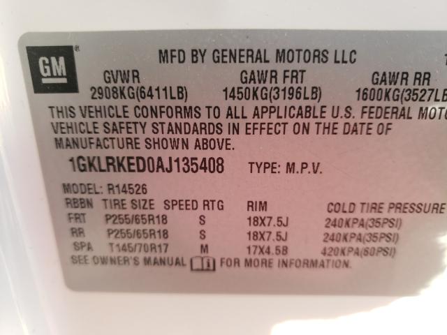 2010 GMC ACADIA SL 1GKLRKED0AJ135408