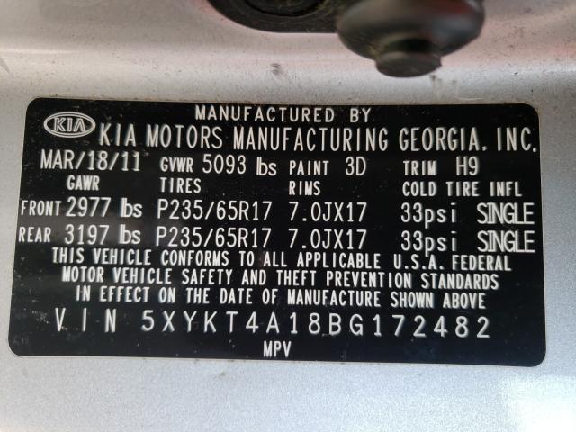 2011 KIA SORENTO 5XYKT4A18BG172482