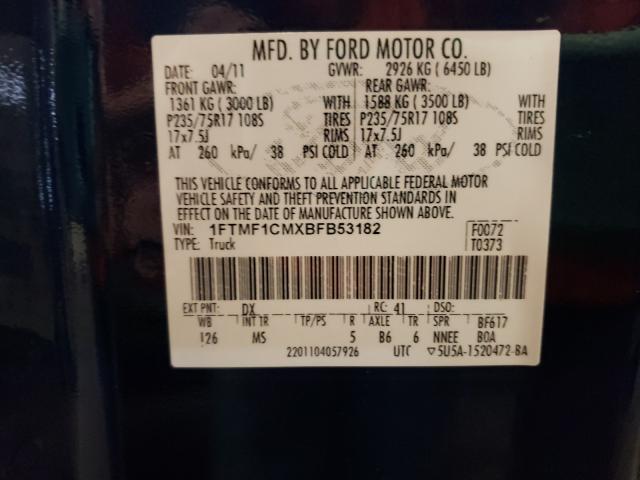 2011 FORD F150XLT 1FTMF1CMXBFB53182