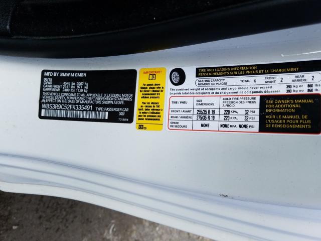 2015 BMW M4 WBS3R9C52FK335491