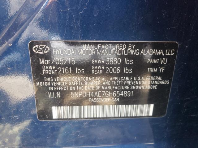 2016 HYUNDAI ELANTRA SE 5NPDH4AE7GH654891