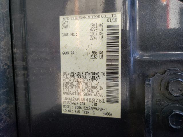 2010 NISSAN ALTIMA BAS 1N4AL2AP1AN489781