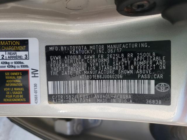 2018 TOYOTA AVALON HYB 4T1BD1EB6JU060206