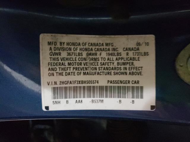 2011 HONDA CIVIC VP 2HGFA1F3XBH505574