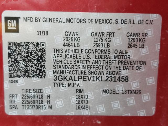2019 GMC TERRAINSLT 3GKALPEV1KL231458