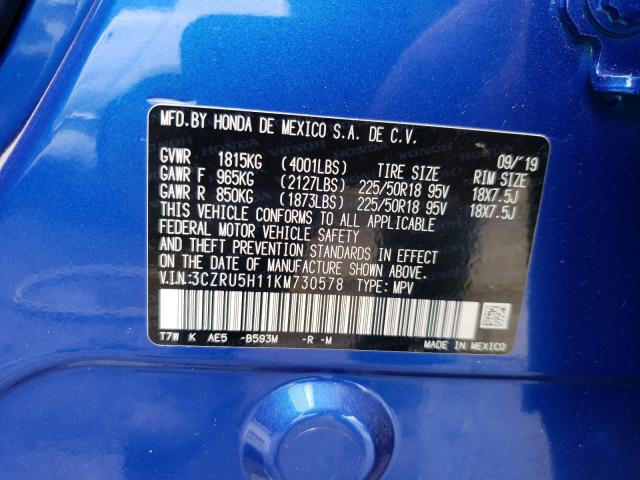 2019 HONDA HR-V SPORT 3CZRU5H11KM730578