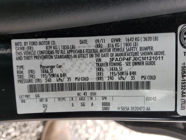 2012 FORD FIESTA SES 3FADP4FJ0CM121011