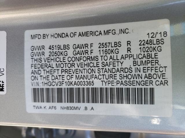2019 HONDA ACCORD HYB 1HGCV3F10KA003365