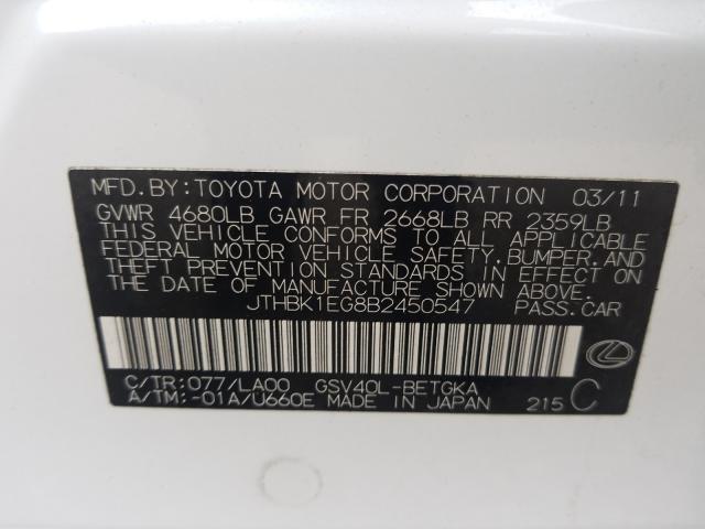 2011 LEXUS ES 350 JTHBK1EG8B2450547