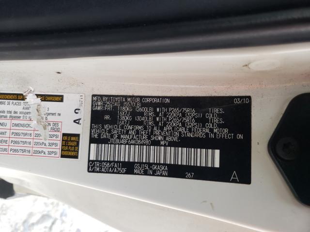 2010 TOYOTA FJ CRUISER JTEBU4BF6AK084980