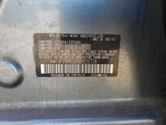 2010 SUBARU IMPREZA OU JF1GH6D64AH826724
