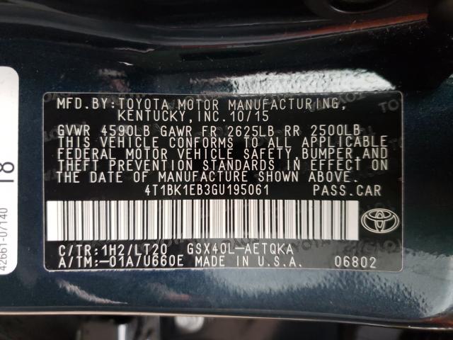 2016 TOYOTA AVALON XLE 4T1BK1EB3GU195061