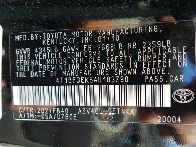 2010 TOYOTA CAMRY BASE 4T1BF3EK5AU103780