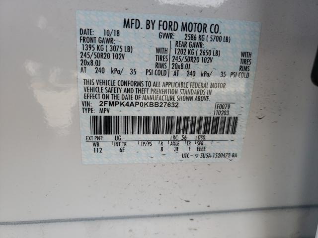 2019 FORD EDGE ST 2FMPK4AP0KBB27632