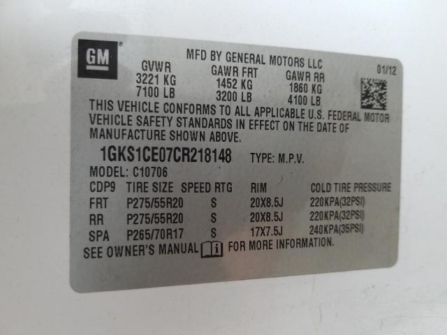 2012 GMC YUKON SLT 1GKS1CE07CR218148