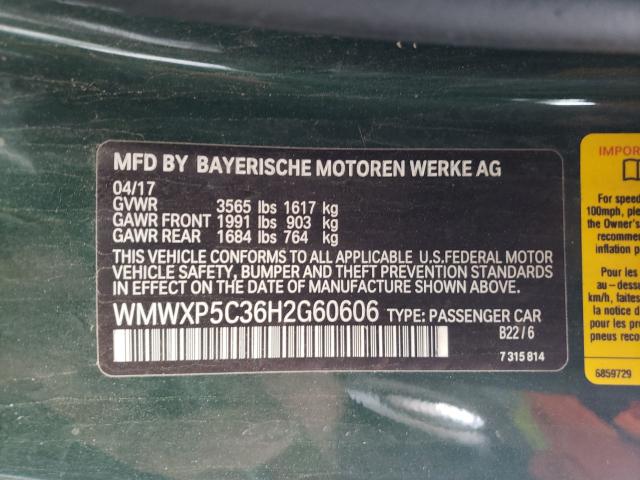 2017 MINI COOPER WMWXP5C36H2G60606