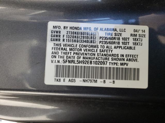 2014 HONDA ODYSSEY TO 5FNRL5H92EB102097