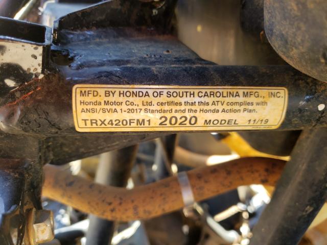 2020 HONDA TRX420 FM 1HFTE40KXL4603127