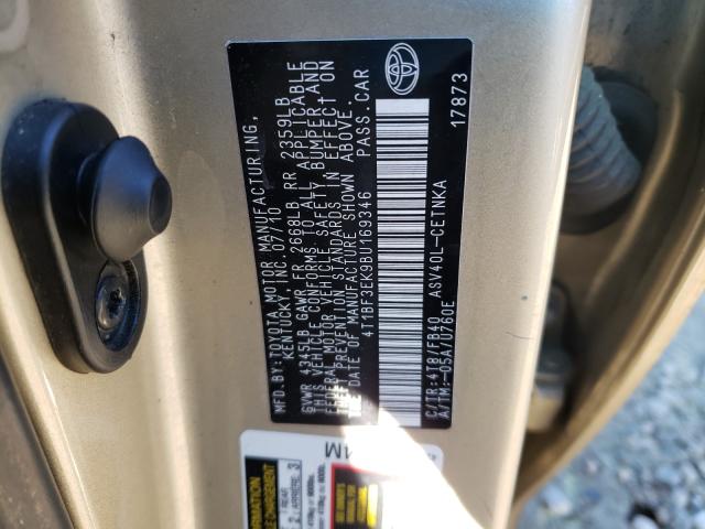 2011 TOYOTA CAMRY BASE 4T1BF3EK9BU169346