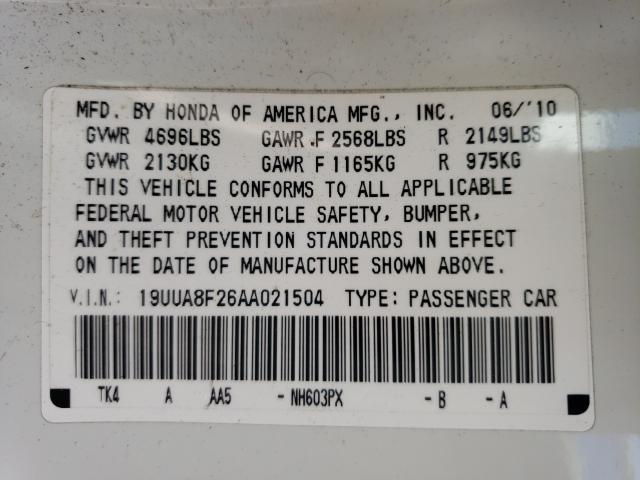 2010 ACURA TL 19UUA8F26AA021504