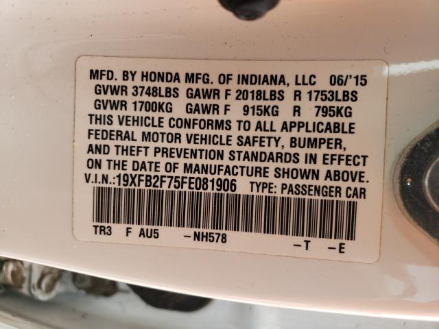 2015 HONDA CIVIC SE 19XFB2F75FE081906