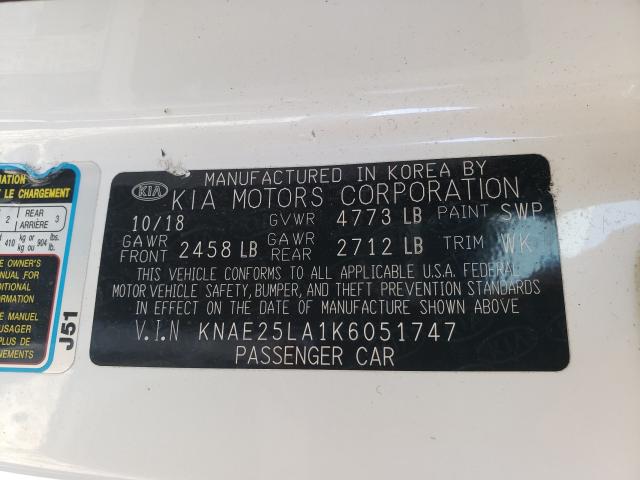 2019 KIA STINGER PR KNAE25LA1K6051747