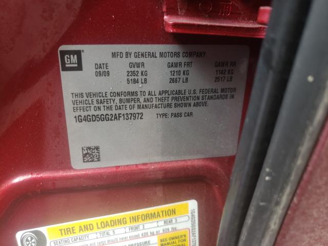 2010 BUICK LACROSSE C 1G4GD5GG2AF137972