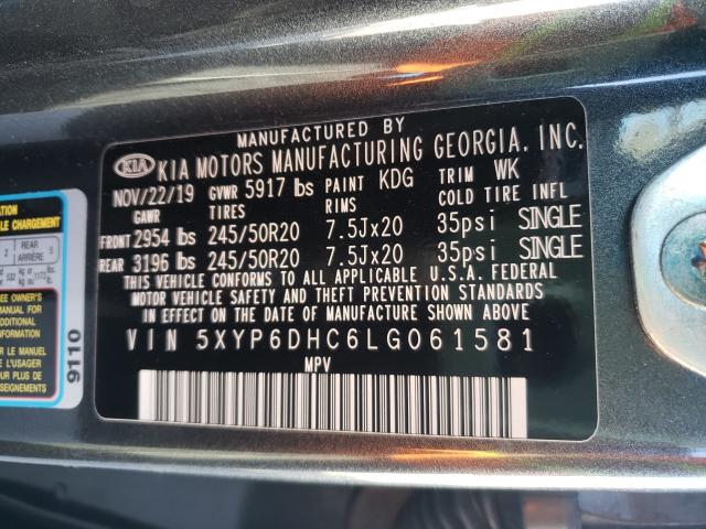 2020 KIA TELLURIDE 5XYP6DHC6LG061581