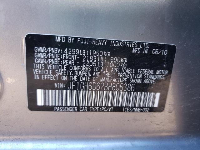 2011 SUBARU IMPREZA OU JF1GH6D62BH805386