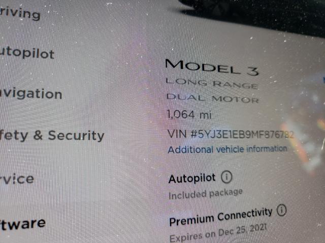 2021 TESLA MODEL 3 5YJ3E1EB9MF876782
