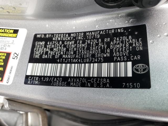 2020 TOYOTA CAMRY SE 4T1J11AK4LU873475