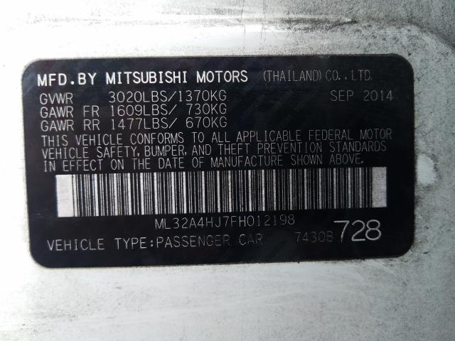 2015 MITSUBISHI MIRAGE ES ML32A4HJ7FH012198