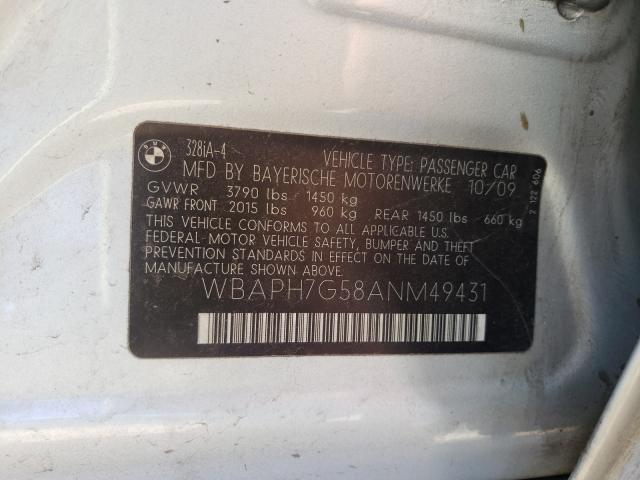 2010 BMW 328 I WBAPH7G58ANM49431