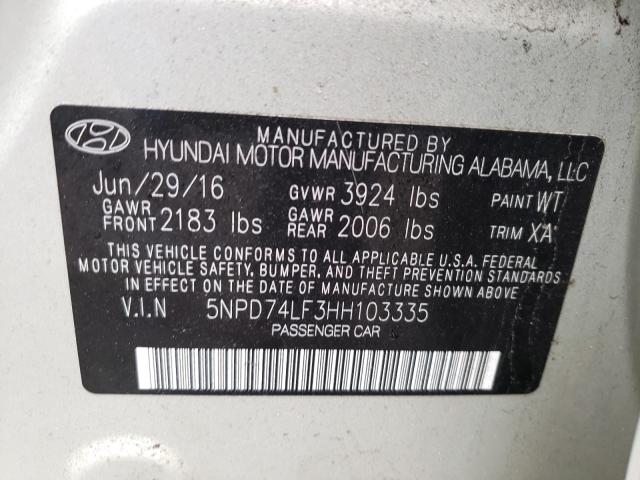 2017 HYUNDAI ELANTRA SE 5NPD74LF3HH103335