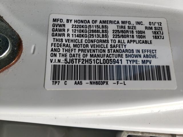 2012 HONDA CROSSTOUR 5J6TF2H51CL005941