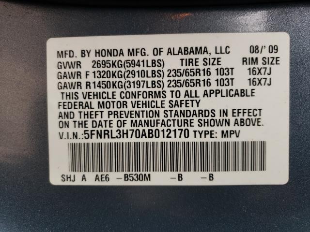 2010 HONDA ODYSSEY 5FNRL3H70AB012170