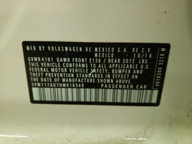 2017 VOLKSWAGEN GOLF S 3VW117AU7HM018349